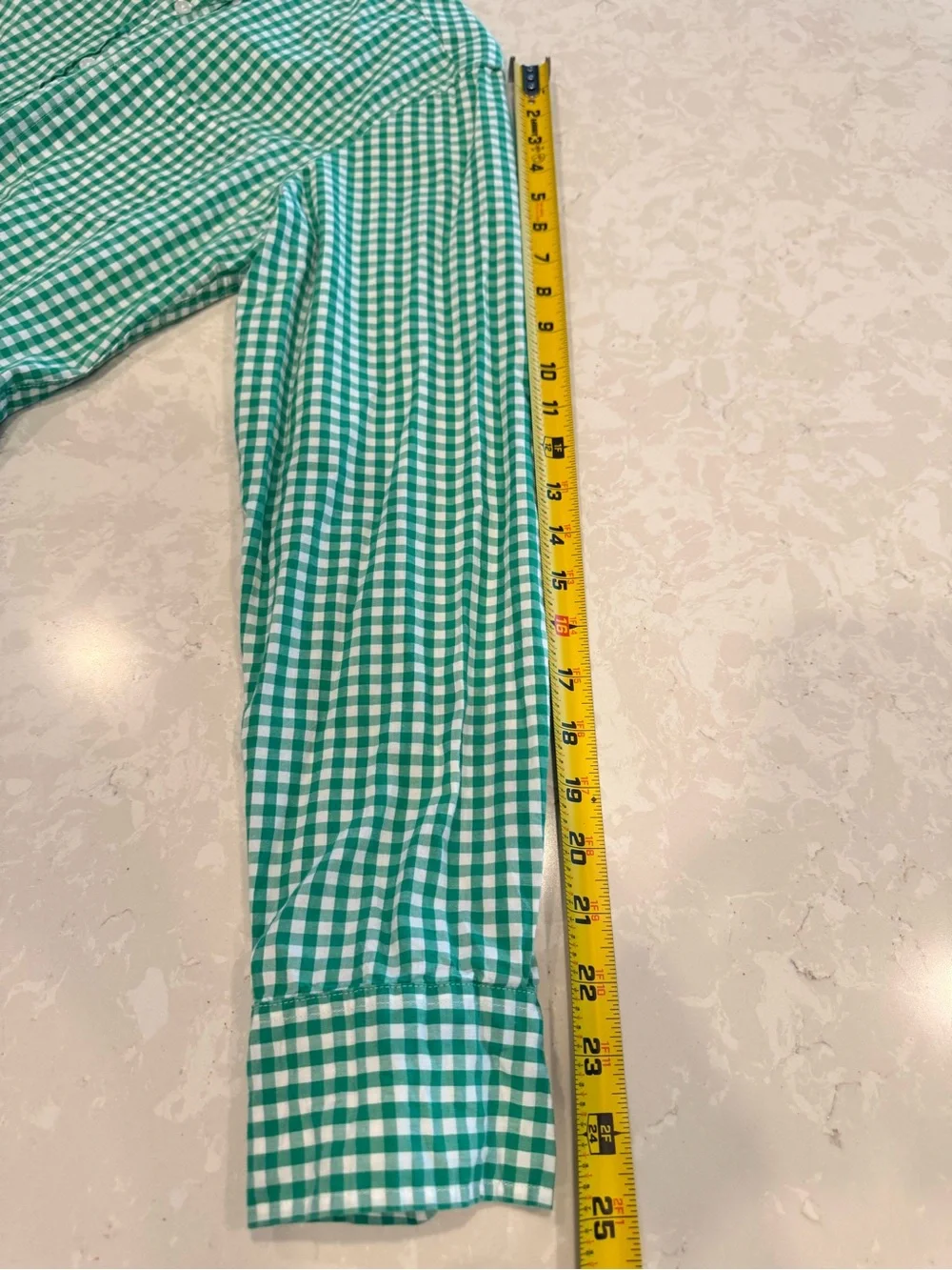 J. Crew Green and White Gingham Button-Down Shirt size small